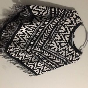 Black and white poncho sweater